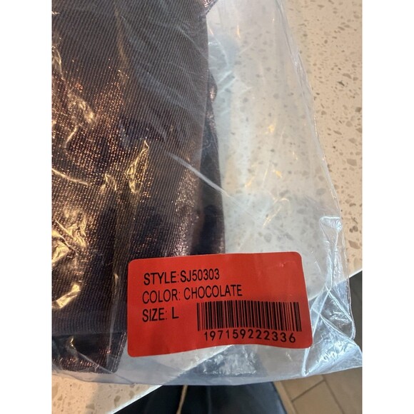 Elan Knotted Mini Tee Shirt  / T-Shirt Dress Metallic Crew Neck Short Sleeve  L - Picture 7 of 7